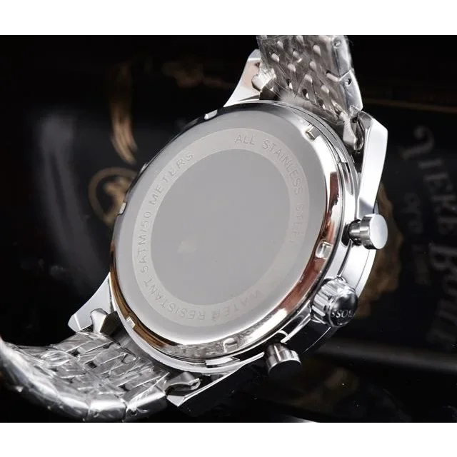 High Quality Three Eye Large Dial Solid and Thick All Steel Personalized Three Eye Multifunctional Men's Quartz Watch with Excel