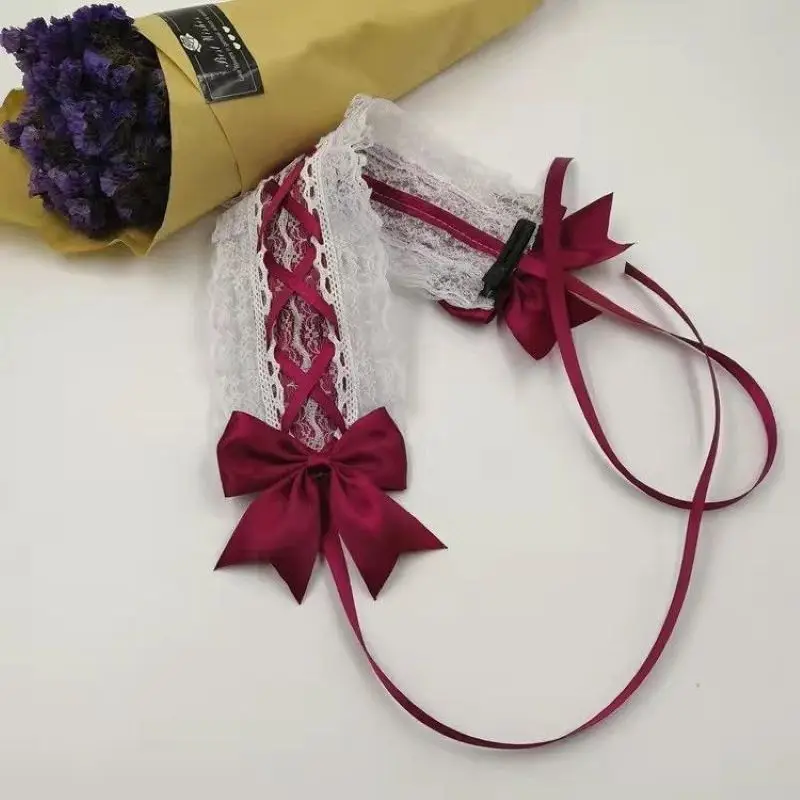 ロリータ風フリルヘッドバンド レースリボンヘアアクセサリー 可愛い女の子用 多用途ヘアアクセサリー ヘアバンド ヘアアクセサリー