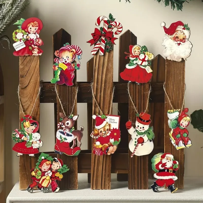 24 Pieces Christmas Wooden Gnome Ornaments The Santa Dwarf Hangs A Pendant Christmas Party Cartoon Mini Character Pendant