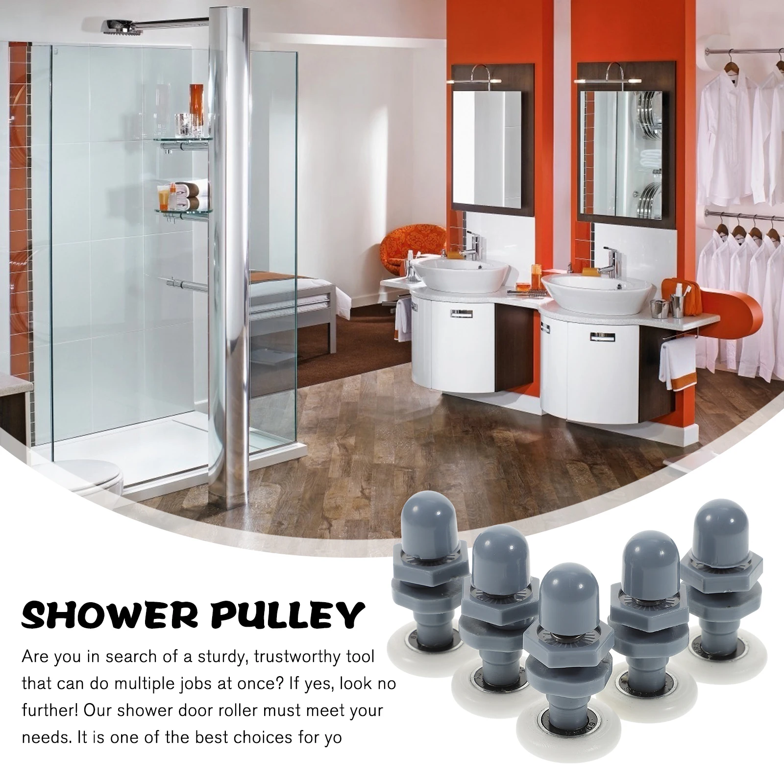 

8pcs Rollers for Shower ABS Frame Sliding Glass Sliding Door Pulleys Glass Door Pulleys Bathroom Hardware Accessories