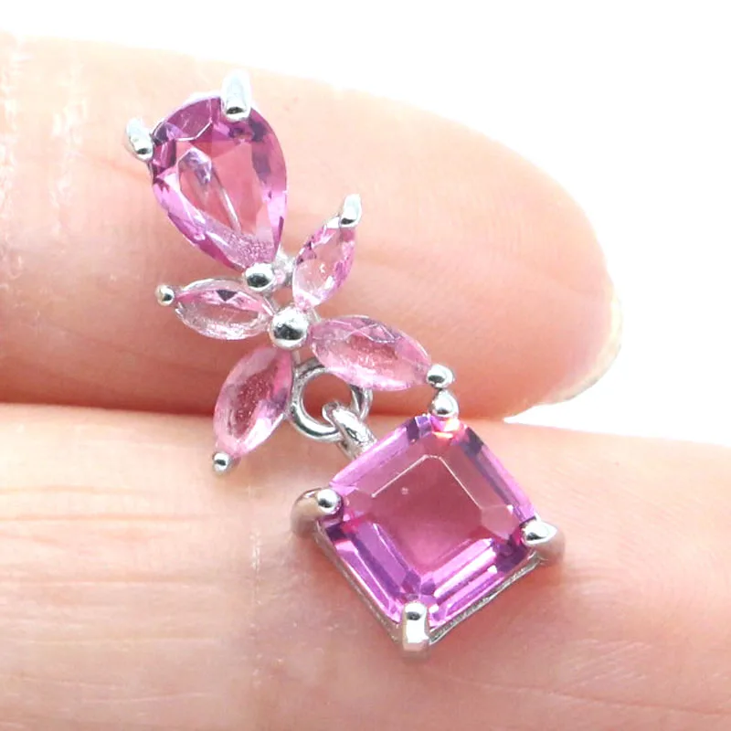 

Buy 5 Get 1 Free 22x10mm Jazaz 2g Pink Tourmaline Violet Tanzanite For Females Gift 100% Real 925 Solid Sterling Silver Pendant