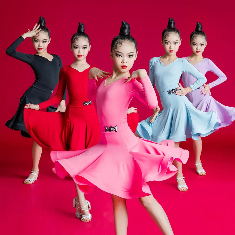 Children's Latin Dance Costumes For Spring And Summer Girls' Professional Competition Regulations, Children's Training Uniforms,