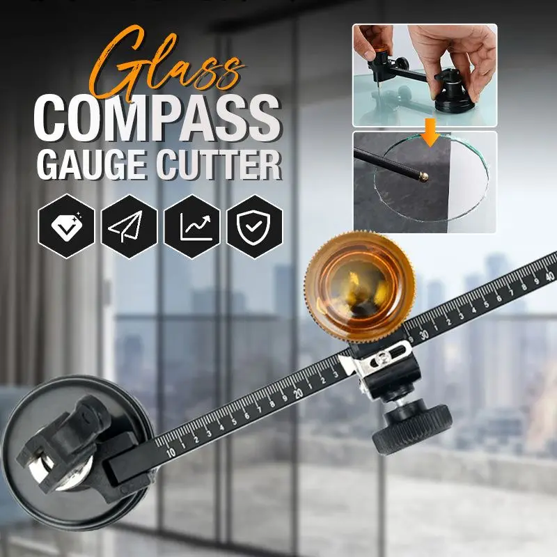 Circular Glass Cutter Glass Compass Gauge Cutter Alloy Adjustable Compasses Suction Cup Cutter Window Hole Opener