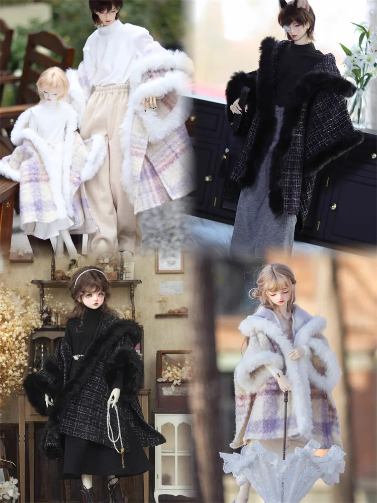 BJD Doll Clothes For 1/3 1/4 Dolls Black White Cloak Coat Skirt Pants Doll Clothing Accessories(Excluding Doll)