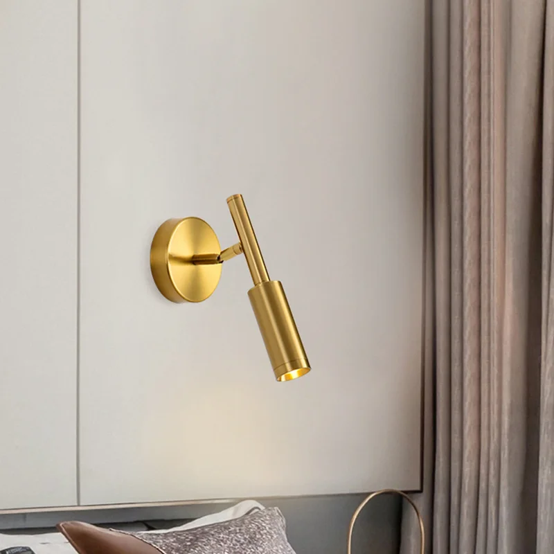 Luxury Modern Gold Bedroom Spot Wall Lamps Metal Body Hotel Room Reading Sconce Lights LED Rotatable Decoration Corridor Lustres
