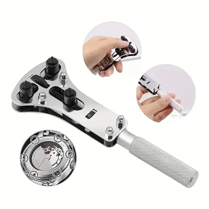 3 Claw Watch Case Opener Adjustable Screw Back Remover Wrench Repair Tool Part Maintenance Kit Bottom Cover Rear Replace Battery