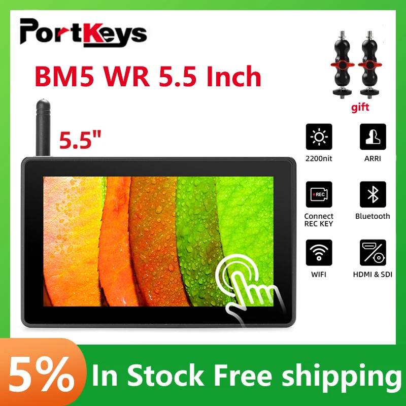 

Portkeys BM5 WR SDI Monitor Support Wi-Fi Bluetooth Wired Control Camera 2200nit Portable Studio Monitor with Touch Focus