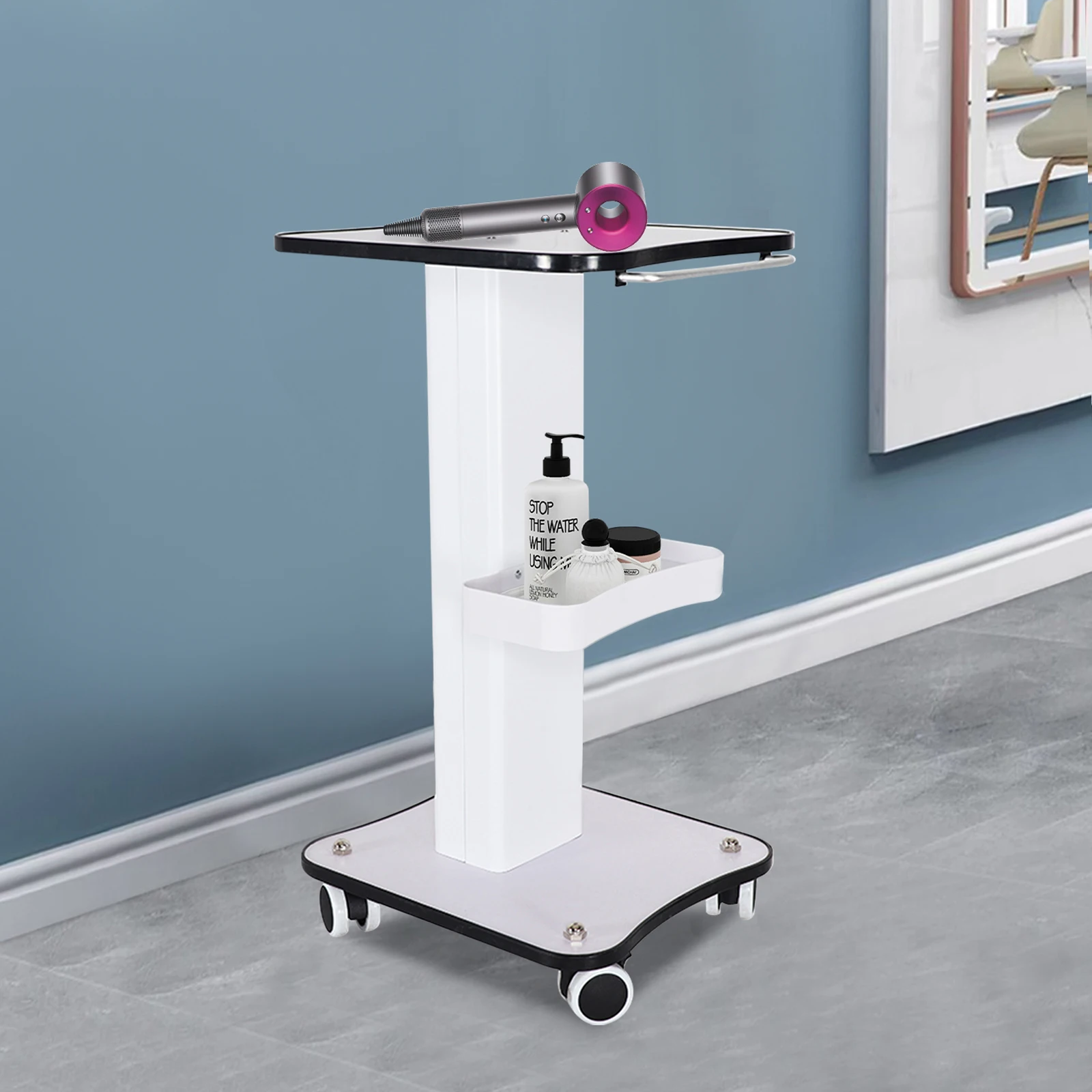 

Beauty Trolley Cart With Wheels And Tray, Aluminum Esthetician Cart Salon and Spa Equipment Rolling For Placing Beauty Equipment