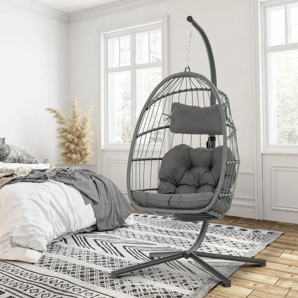 

Swing Egg Chair, Hammock, Hanging Chair, Aluminum Frame and UV Resistant Cushion with Steel Stand