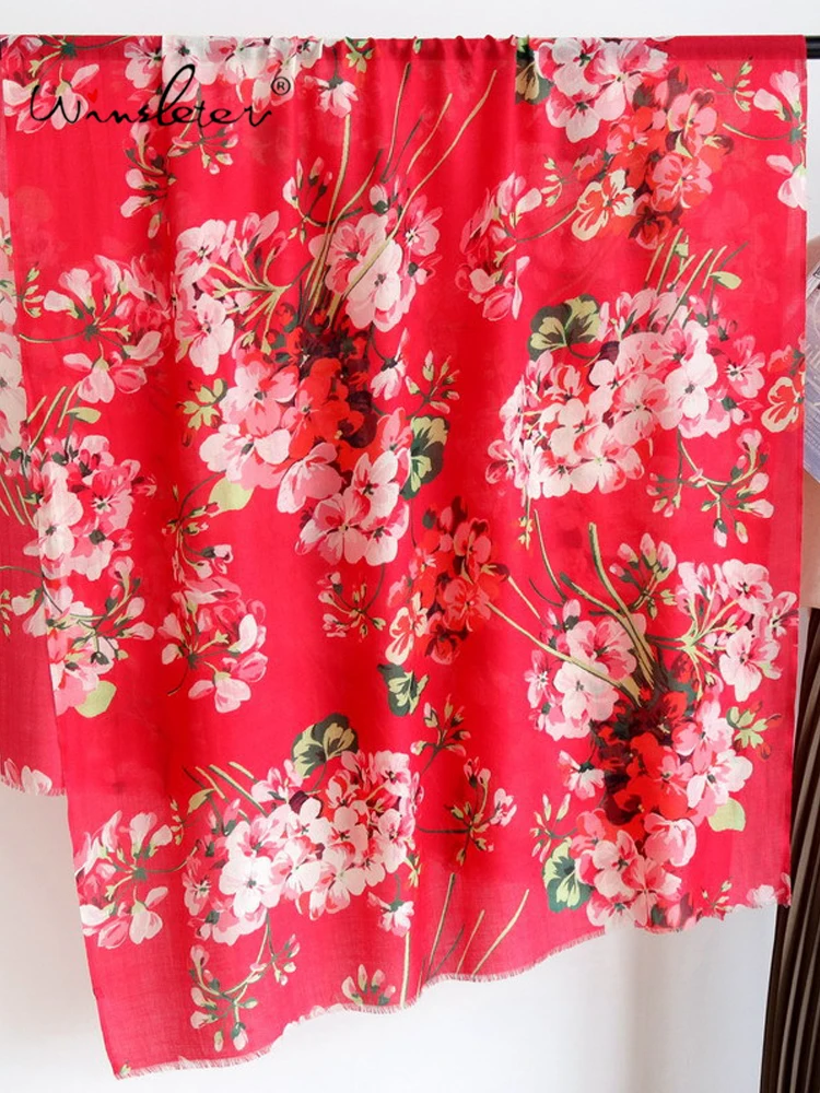 Winsleter-Women 100%Wool Elegant Long Scarf, 200*100CM Floral Print, Mom Gift Vintage Temperament Scarves, 2025 Winter A5D231CC