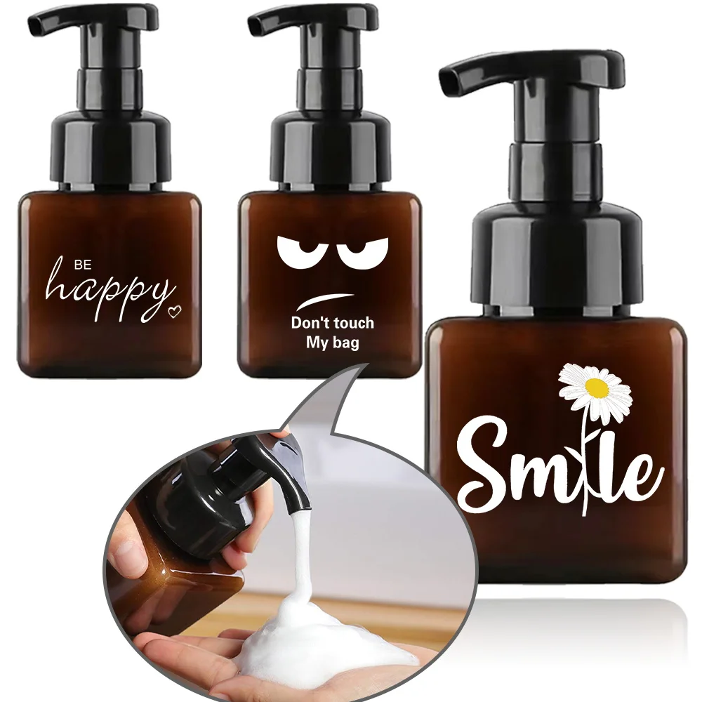 

250ml Foam Pump Bottle Refillable Shampoo Body Wash Split Bottle Foaming Soap Dispenser Travel Bathroom Text Letter Pattern