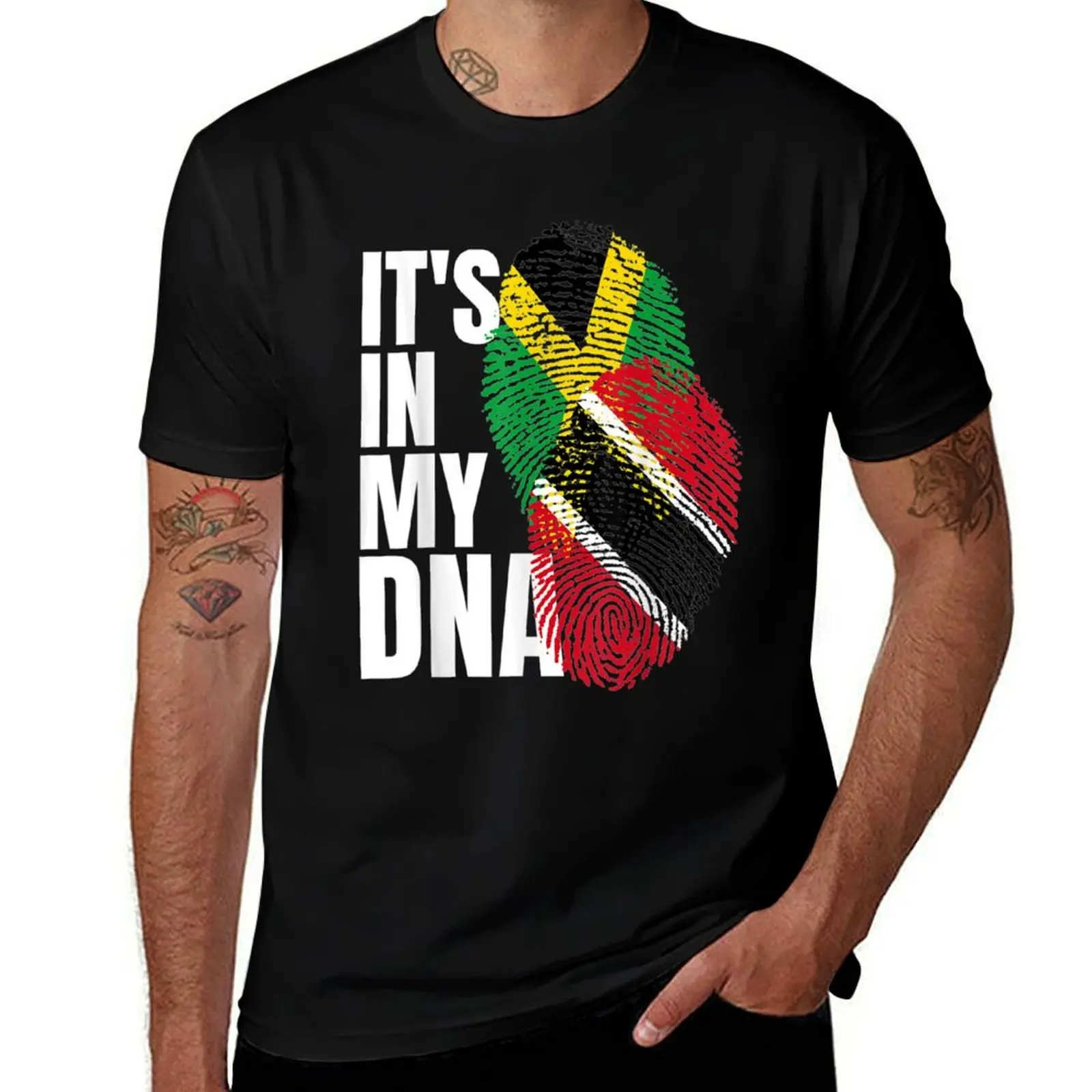 

Trinidadian Plus Jamaican Mix DNA Flag Heritage Gift T-Shirt t shirts for man graphic vintage man tshirt T-Shirt