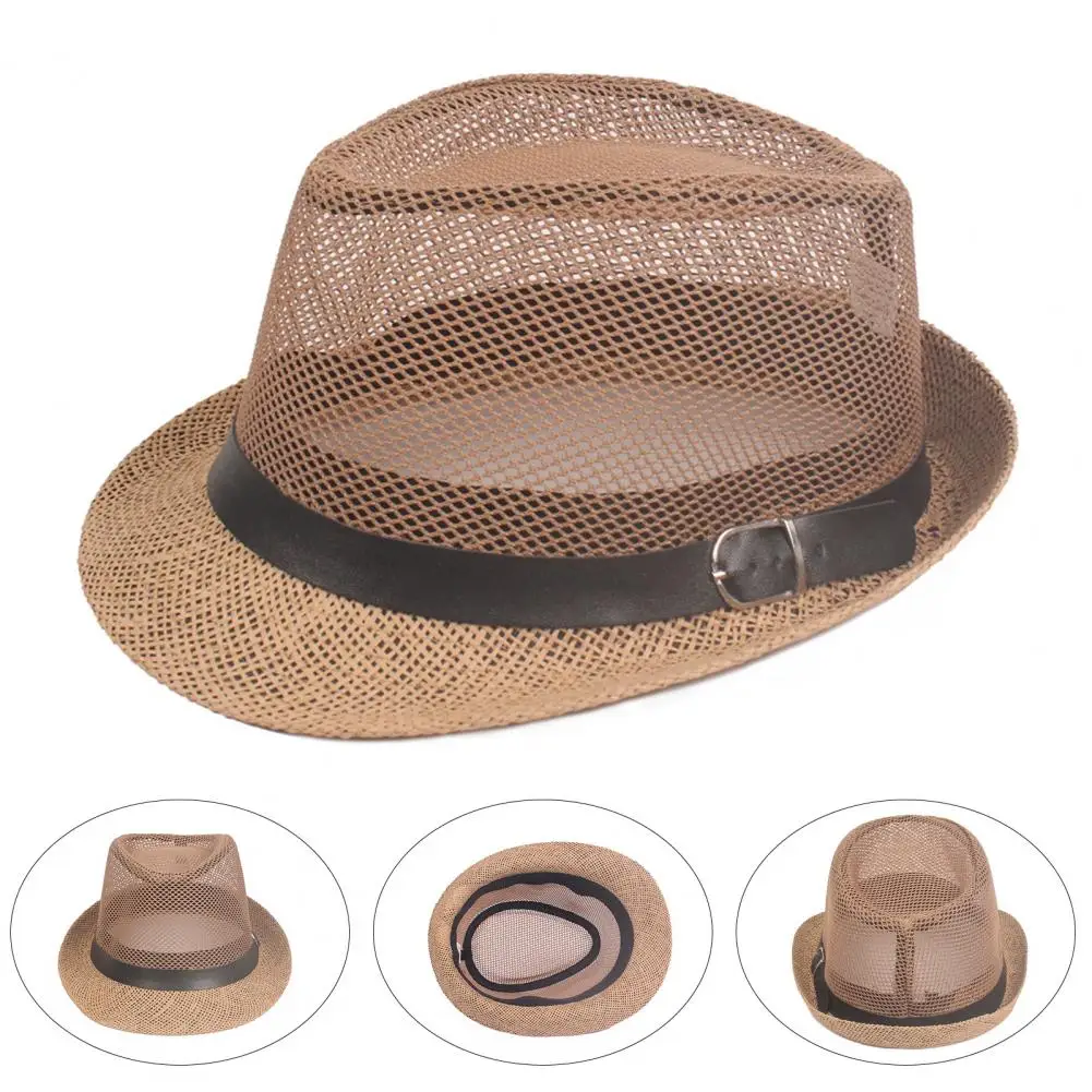 Stylish Sunshade Hat Accessory Belt Decoration Simple Pure Color Cool Fedora  Straw Cap Soft