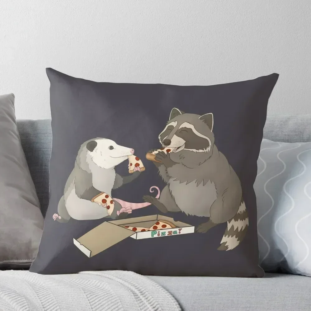 

Possum and Raccoon eating pizza Throw Pillow Ornamental Pillow Sofas Covers autumn pillowcase pillow