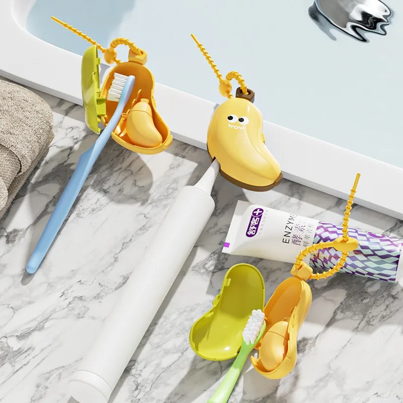 Portable Toothbrush Holder Must-have Travel Toothbrush Protective Cap Cute Banana Hiking Camping Brush Cap Case