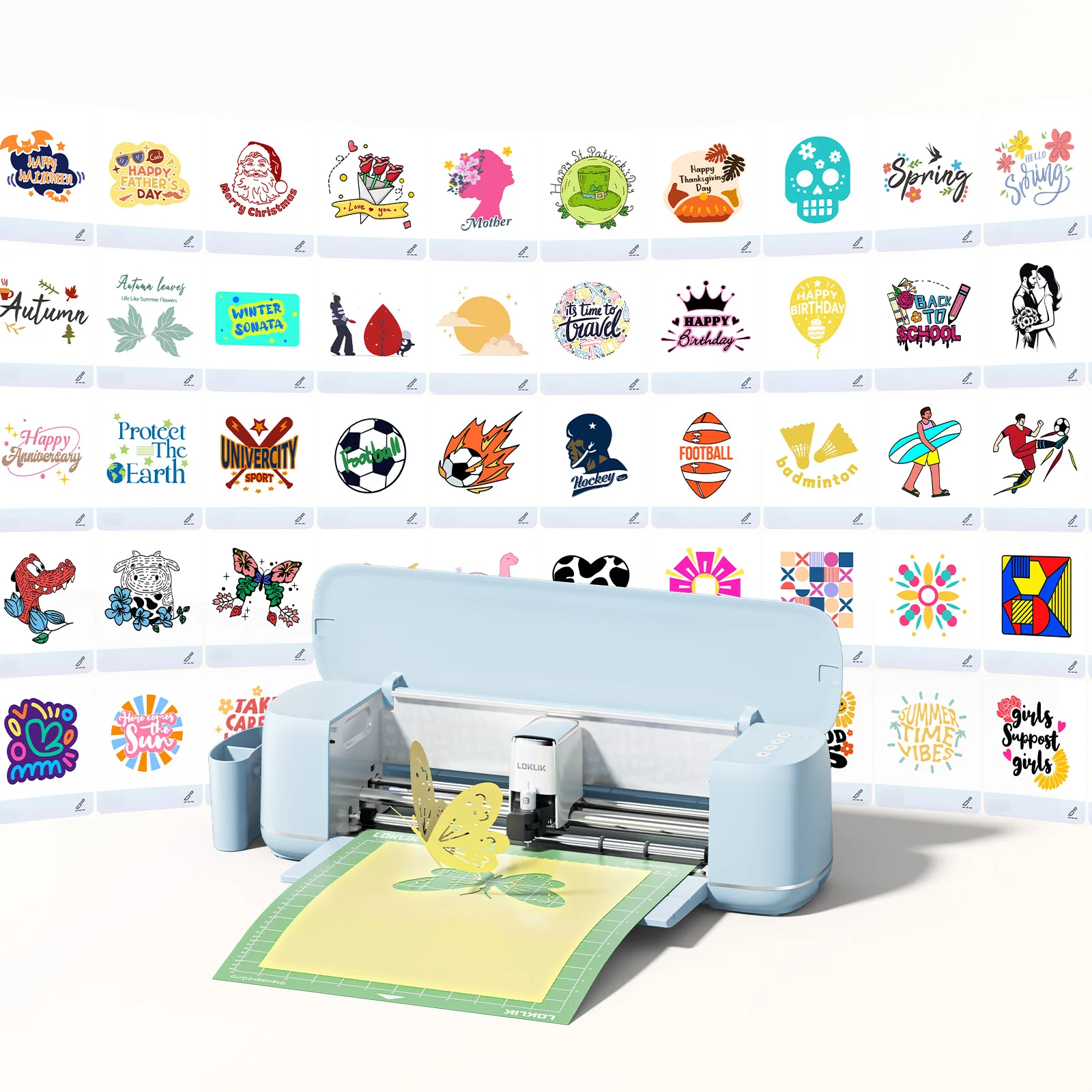 LOKLiK Vinyl Cutter Machine 2- Smart Die Cutting Machine for Crafts Customized Cards Compatible with iOS Android Windows Mac