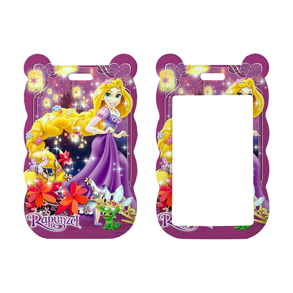 

Disney Princess Lanyard ID Badge Holder Enchanted Rapunzel Strap with Card Slot Work Accessories Keychain for School Bus Pass