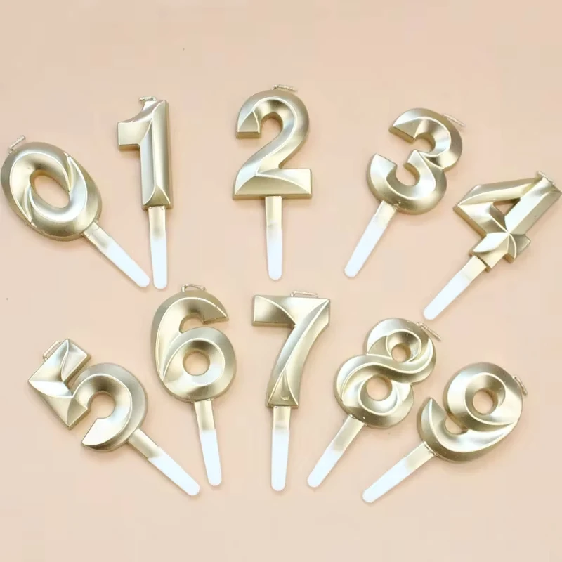 1Pc New 0-9 Number Birthday Candles Extended Big 3D Design Cake Candle Topper Decoration For Birthday Anniversary Celebration