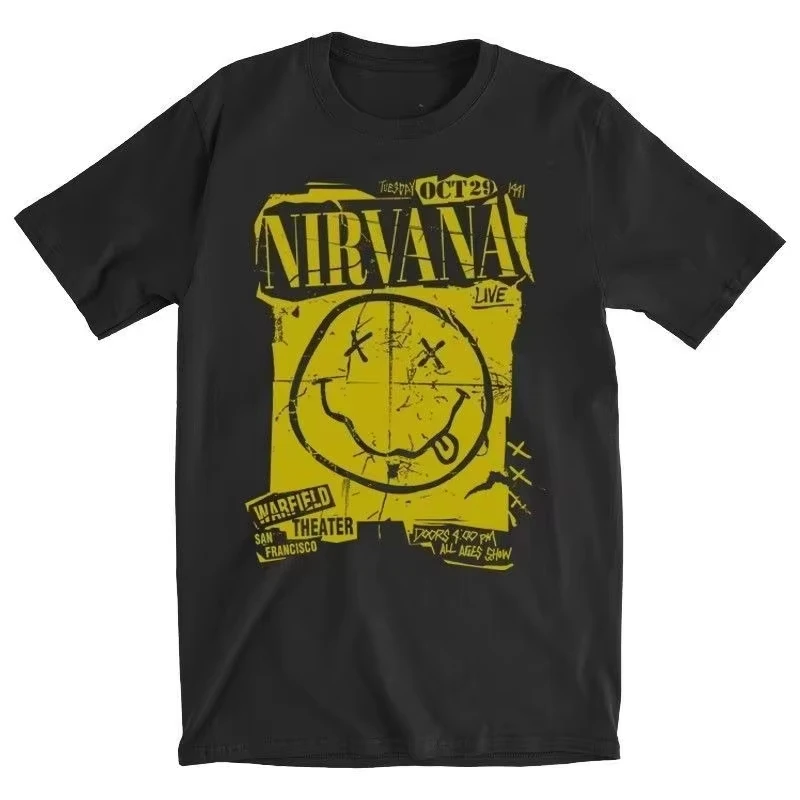 1 Stück Rockband Nirvana Print Herren Casual 2026 Baumwoll-T-Shirt Unisex Männer Frauen Kinder Sommer Streetwear Lässiges Kurzarm-Oberteil – Detail 7