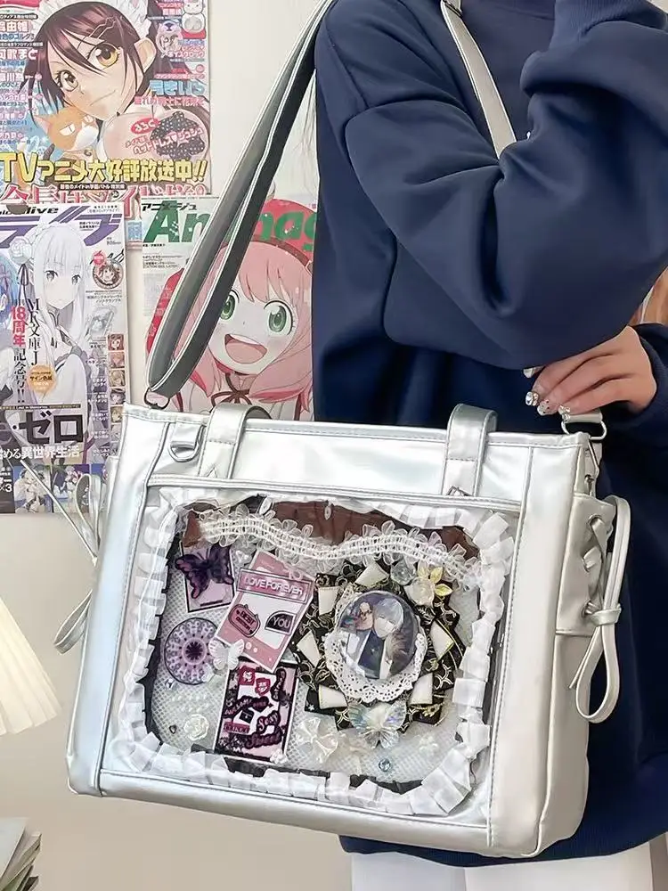 

Womens Shoulder Bag Leather Sweet Lolita Jk Elegant Cute Casual Ita Bag Japanese Style Tranese Style Transparent Fashion Handbag