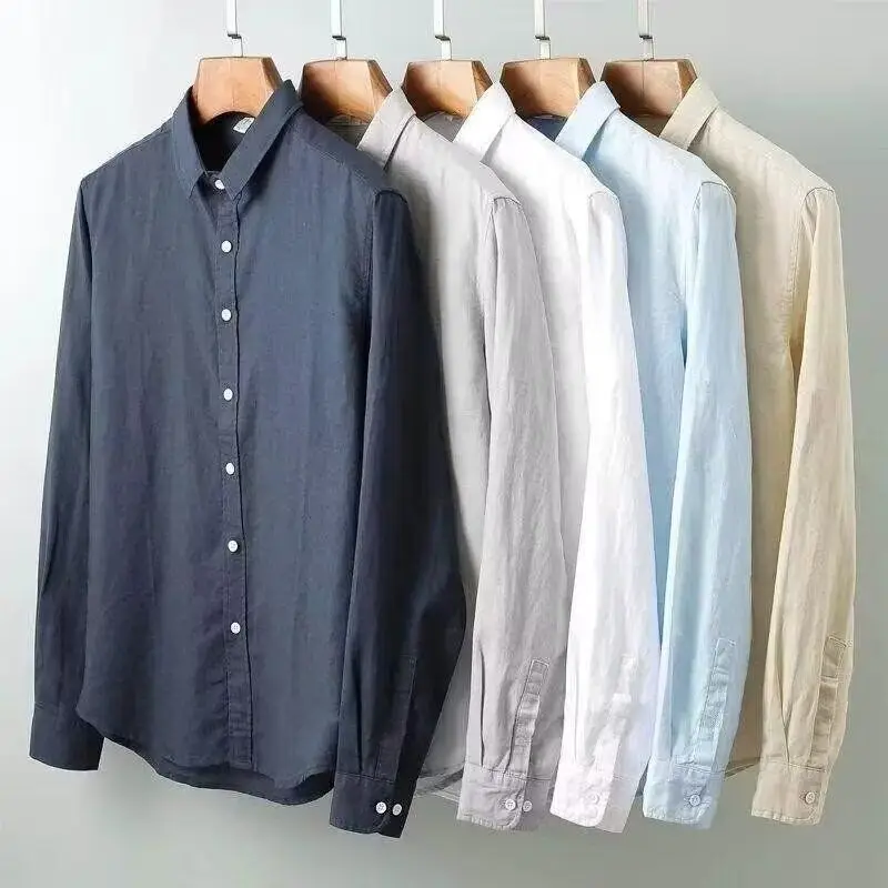 

Spring Men's Linen irt Long Sve Breathable Cotton Linen Thin Casual Loose Linen Cloth Men's New Sle Faionable irt