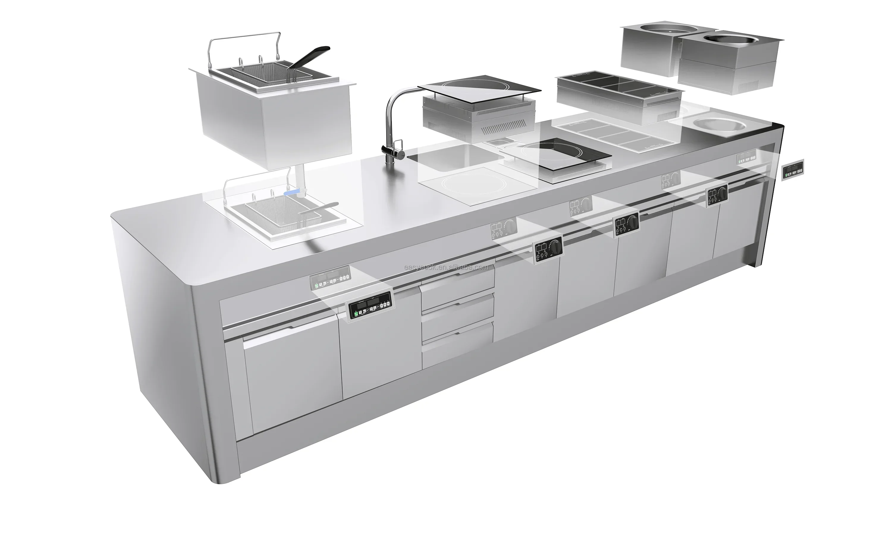 High Power Commercial Hot Pot Induction Cooker Built-In Multi-Point Electric Cooktop with Touch Control