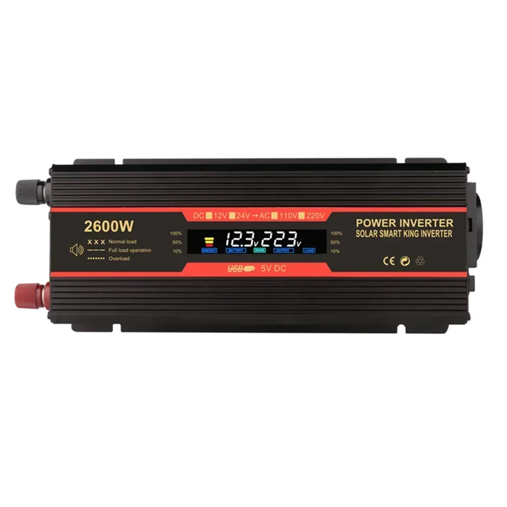 Onduleur à onde sinusoïdale pure 12V à 220V, 2000W, 2600W, convertisseur de tension CC à CA, mini-alimentation de voiture, 12, 220