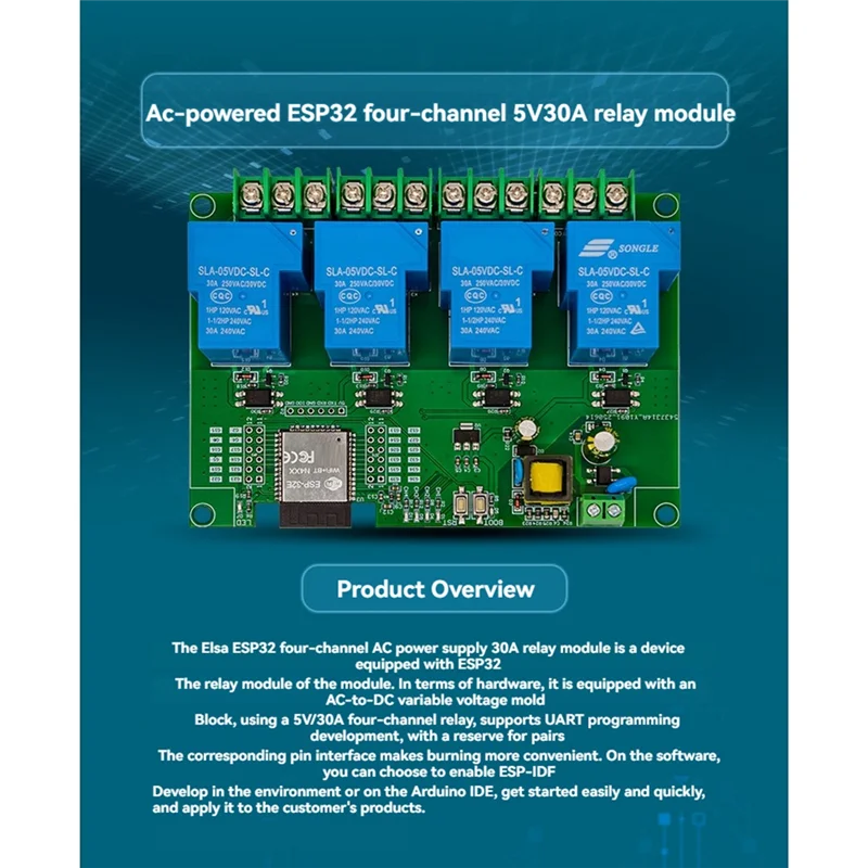 A25P 4 Channel Relay Module 5V/30A AC220V WIFI Bluetooth Relay Module ESP32 Development Board