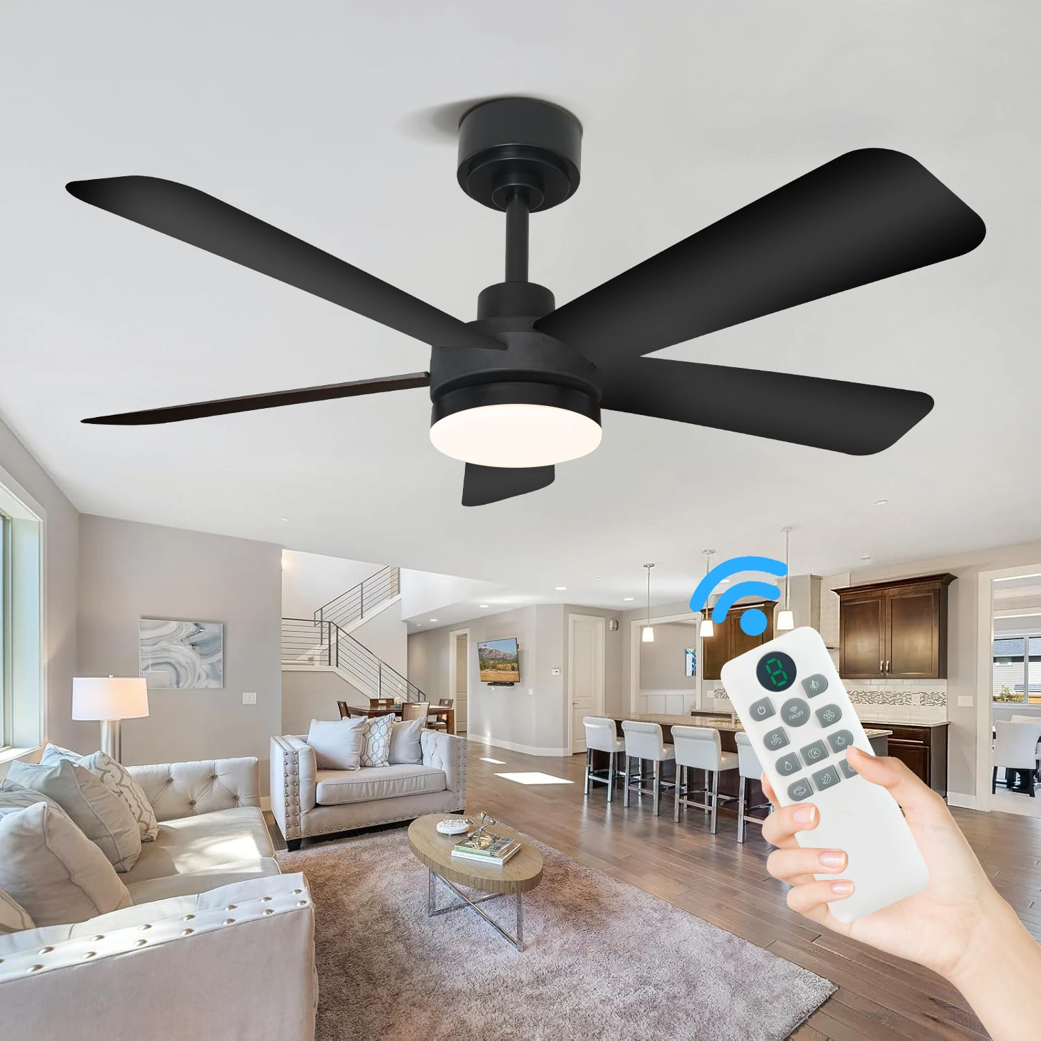 

40/52 Inch Ceiling Fan With Light Bedroom Ceiling Fan Silent Dc Motor Energy-Saving Modern Wood Color Ceiling Fan