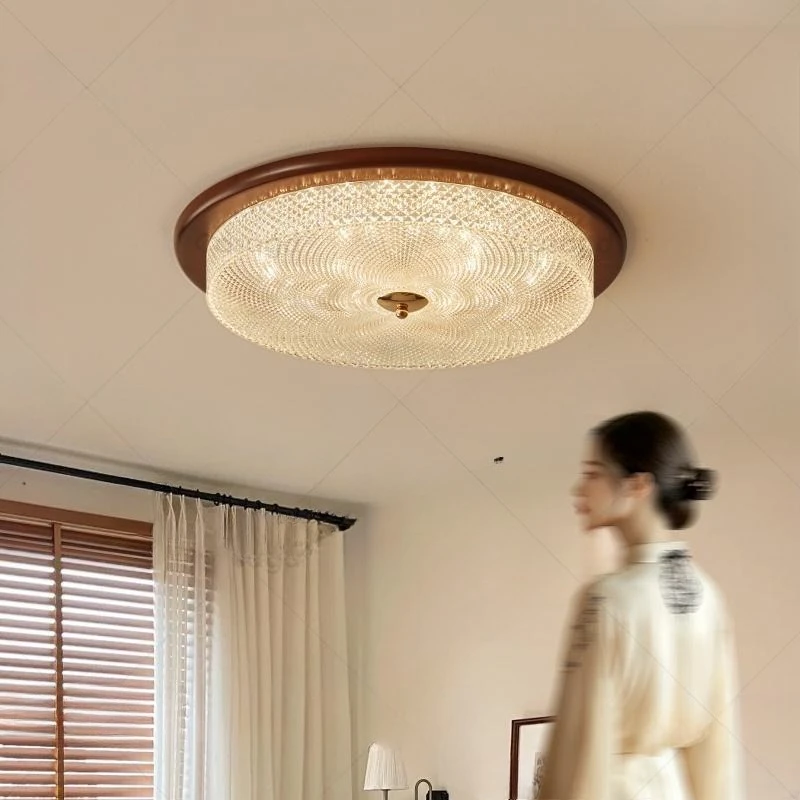 

American retro bedroom ceiling light French medieval walnut