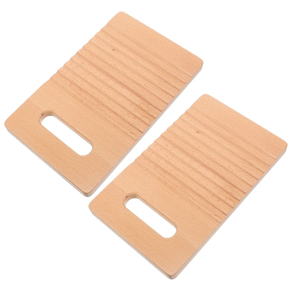 

2Pcs Beechwood Montessori Washboard Mini Laundry Scrub Board Kids Hand Washing Clothes Educational Wooden Learning Tool