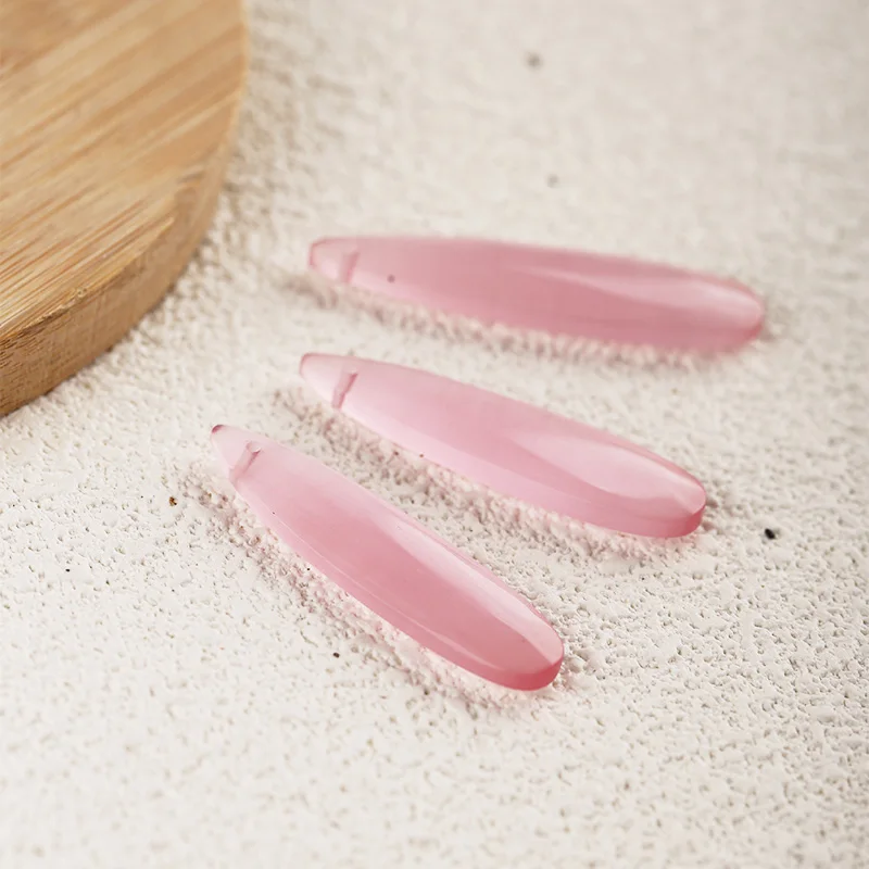 Light Pink Onyx Teardrop - shaped Earring Beads Handmade Natural Jewelry  Ear Ornaments 38x9x4mm 2.9g