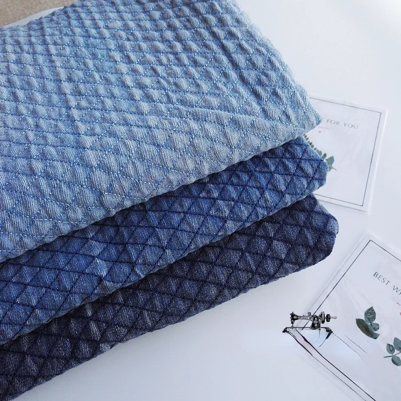 

Хлопковая джинсовая ткань с утолщенной строчкой для одежды, брюк, сумки, креативный дизайнер, материал для шитья своими руками, оптовая продажа, ткань