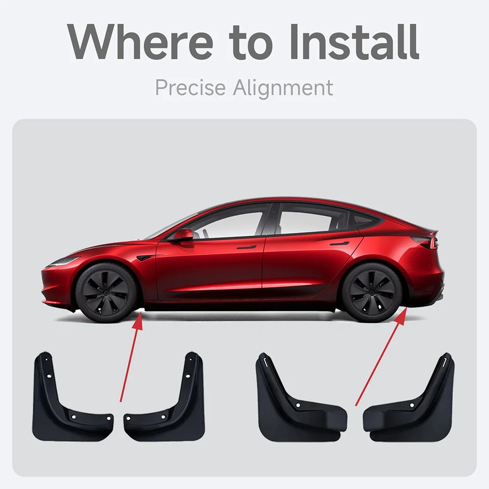 Für Tesla Model 3 Highland Zubehör Schmutzfänger Vordere Hintere Radabdeckungen Spritzschutz für Tesla Model 3 Highland 2024-2026 – Detail 5
