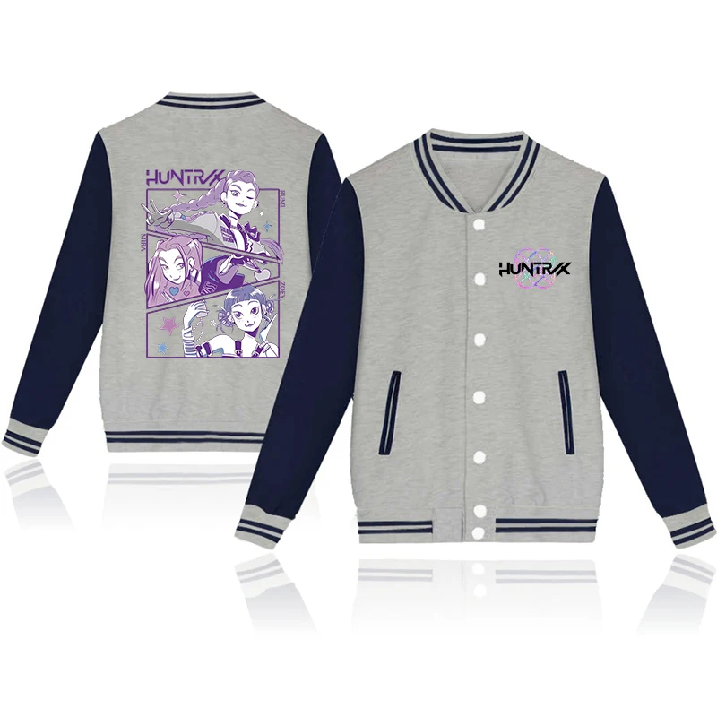 ใหม่KPop Demon Huntersแจ็คเก็ตเบสบอลฤดูใบไม้ร่วงฤดูหนาวขนแกะTracksuitอะนิเมะชุดเบสบอลผู้หญิงผู้ชายแขนยาวTops