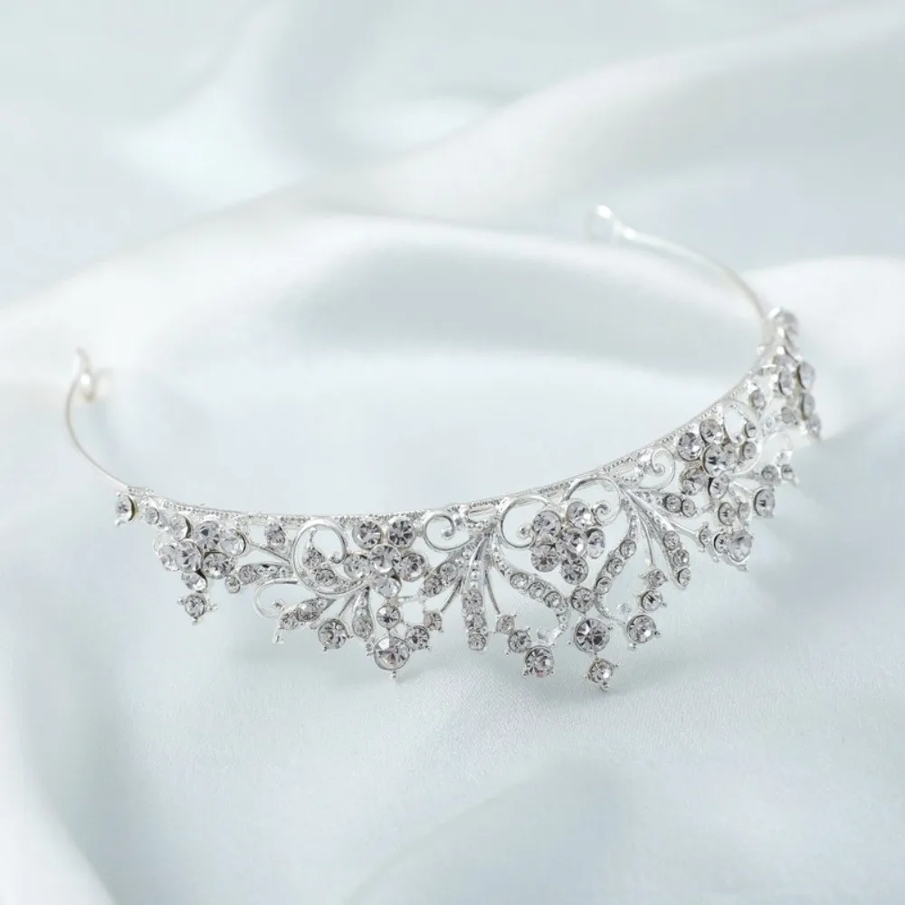 مجوهرات الزفاف تألق حجر الراين الإكليل أنيقة رائعة تاج الزفاف الفاخرة سبيكة الزفاف إكسسوارات الشعر التقاط الصور