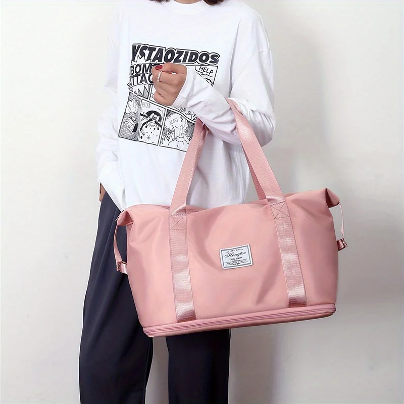 Große Damen-Reisetasche aus Nylon, Sport- und Reisetasche, leichte Handtasche, vielseitige Sporttasche im Casual-Stil – Detail 11