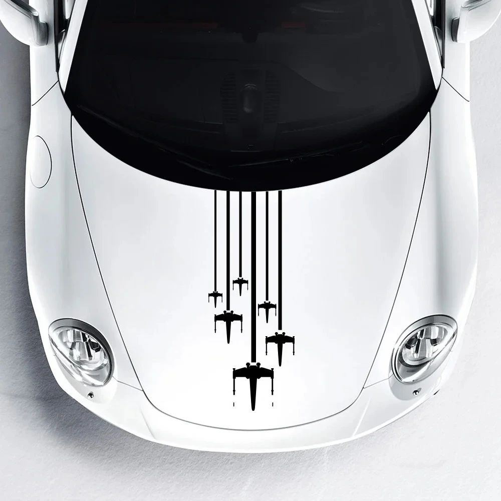 Car Hood Bonnet Engine Sticker X-Wing Destroyer Ship Falcon Wars Tie Fighters Auto Vehicle Battle Empire Vinyl Film Decal Decor
