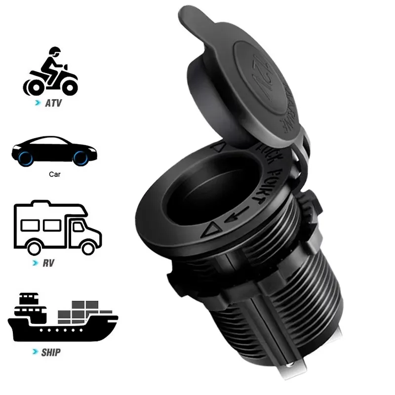 Car Cigarette Lighter Socket 12V 180W Adapte Plug Motorcycles Cigar Jack Multi Socket for Marine Boat Motorcycle Truck RV ATV