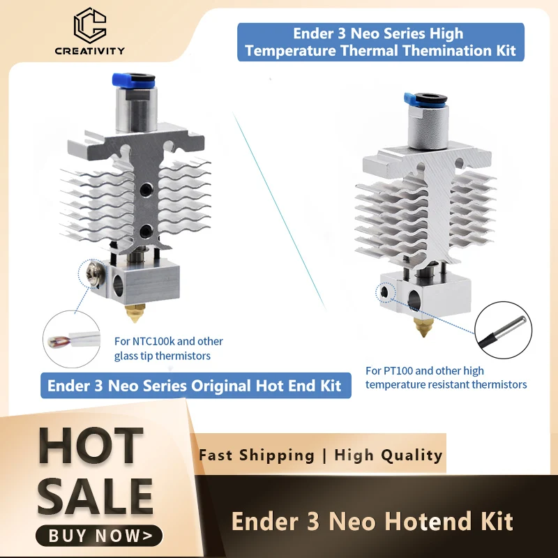 

Upgraded Ender 3 Neo Hotend Kit with 24V 40W PT100 Thermistor 0.4mm Brass Nozzle for Ender-3 V2 Neo/Ender 3 Max Neo 3d Printer