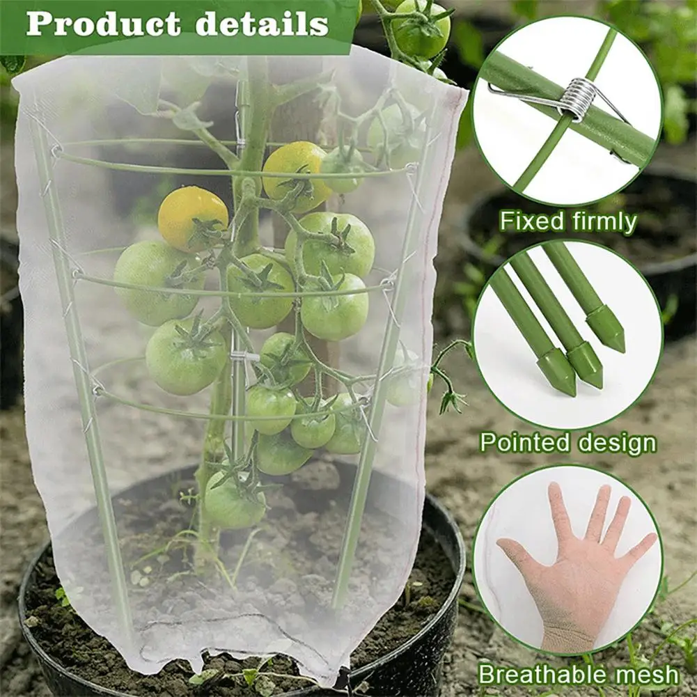 

Frost Protection for Plants Plant Support Cage Heavy-duty Tomato Cages 3 Pack with Adjustable Ring for Climbing for Garden