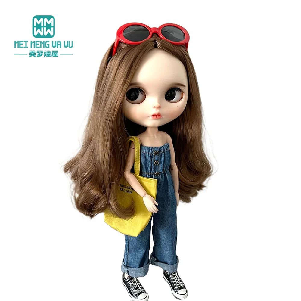 Blyth Doll Clothes Fashion feather skirts, denim onesies Fits Azone, Obitsu Doll Accessories Girl Gifts