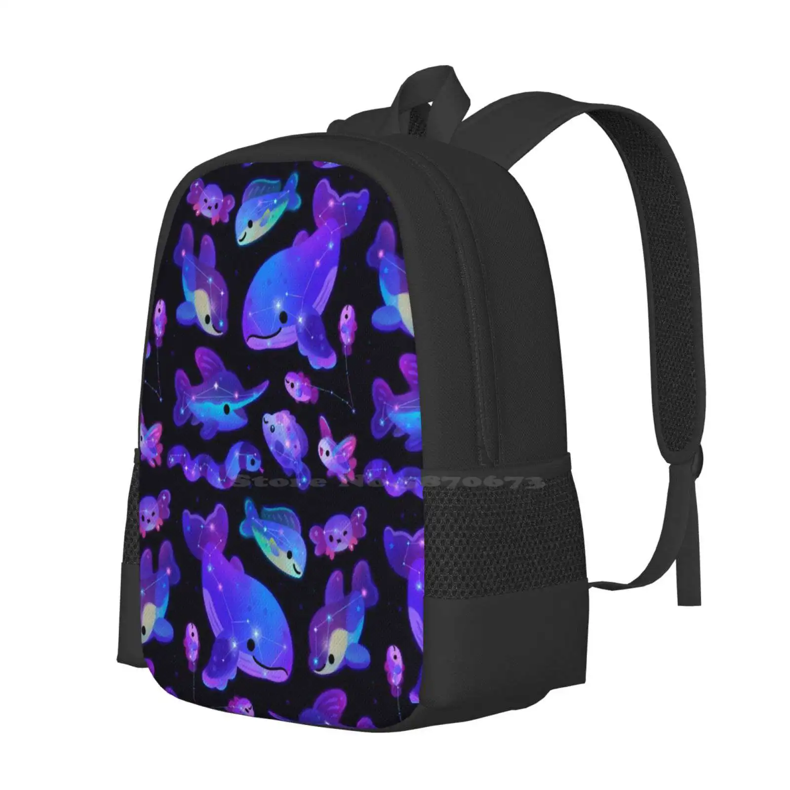 Mochila escolar con constelaciones oceánicas, bolso de gran capacidad para ordenador portátil, estrella de mar, Galaxia, vida marina, estética Pikaole