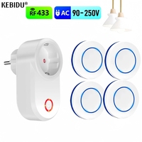 AC 220V 15A Wireless Remote Control Electrical Socket Switch 433mhz Rf Outlet EU Plug Round Transmitter for LED Home Appliance