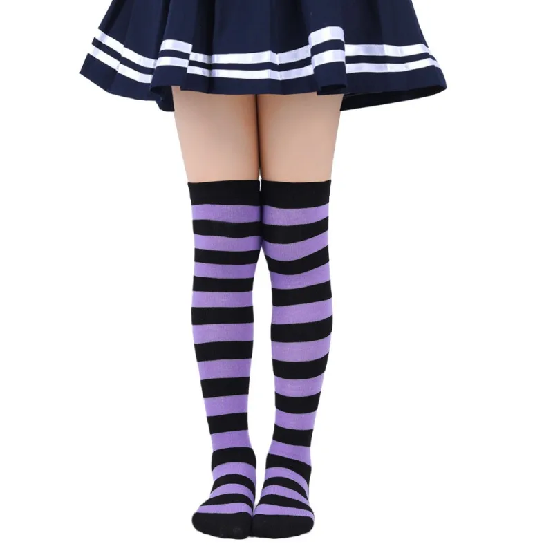 Child Girls Striped Knee High Socks Halloween Colorful Zebra Stripes Long Tube Clown Knee Socks Kids Baby Girls Xmas Gift