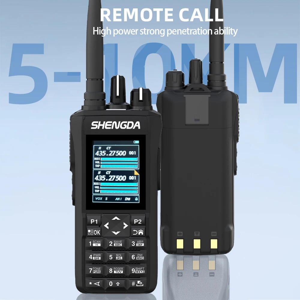 SD-R7 トランシーバー 10w ワンキー周波数マッチング チャンネルスキャン UHF/VHF 4バンド 2インチカラースクリーン Type-C充電/デスクチャージャー