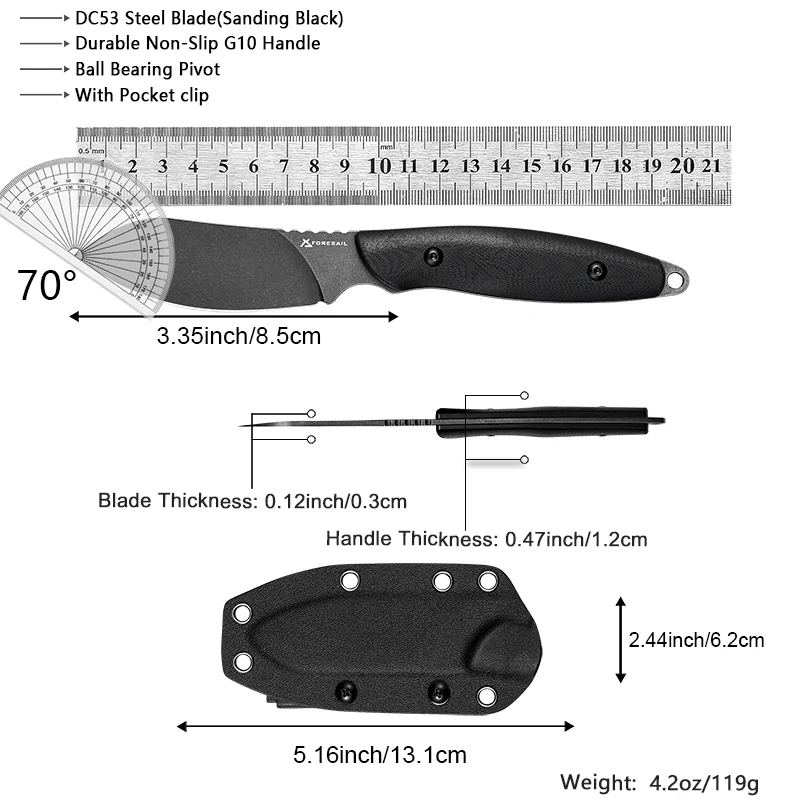 DC53 เหล็ก SHARP คงที่มีด G10 Handle ยุทธวิธี Survive การล่าสัตว์ตกปลากลางแจ้งห้องครัวผลไม้ Camping EDC เครื่องมือแบบพกพามีด