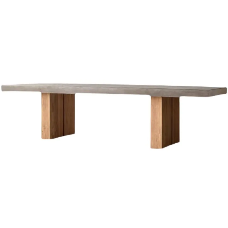 

Nordic solid wood conference table industrial style negotiation desk rectangular worktable cement color designer dining table