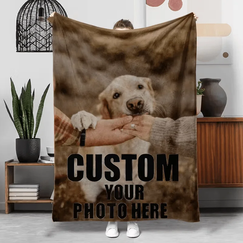 Personalized Photo Fleece Blanket, Upload Your Own Images to Customize, Featuring Your Photos on Soft Fleece, a Comfortable Gift