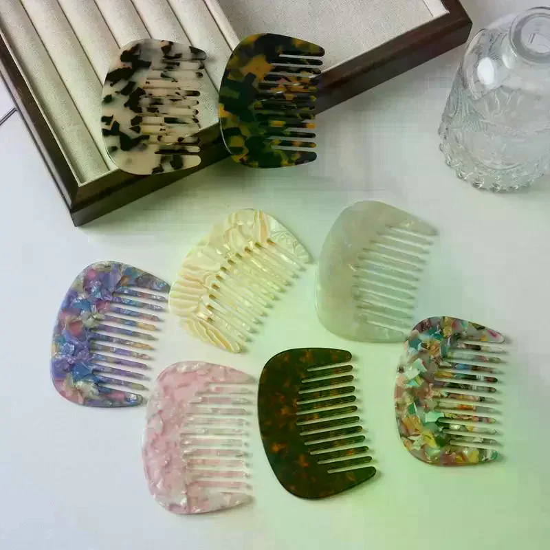 1Pcs Hairbush Women Girls Retro Marbled Scalp Massage Anti-static Portable Comb Acetate Small Hairdressing Comb Styling Tools